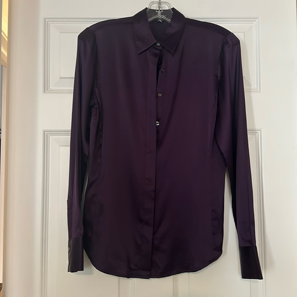 Ann Taylor, Dark Purple Silk Blouse, Size 4